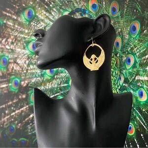 Raw Brass Goddess Isis Earrings